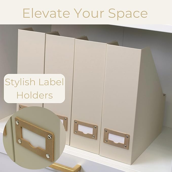 BLU MONACO | Cardboard Magazine File Holder Set of 6 | Vertical Magazine File - Image 4