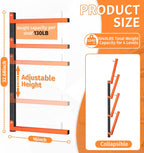 lumber storage rack, wall mount foldable & adjustable shown in use