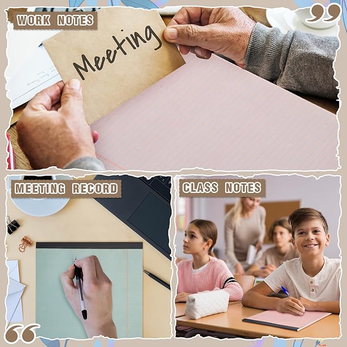 Fuutreo 8 Pcs 8.5'' x 11'' Colored Legal Pad Writing Pads Narrow Ruled 50 - Image 6