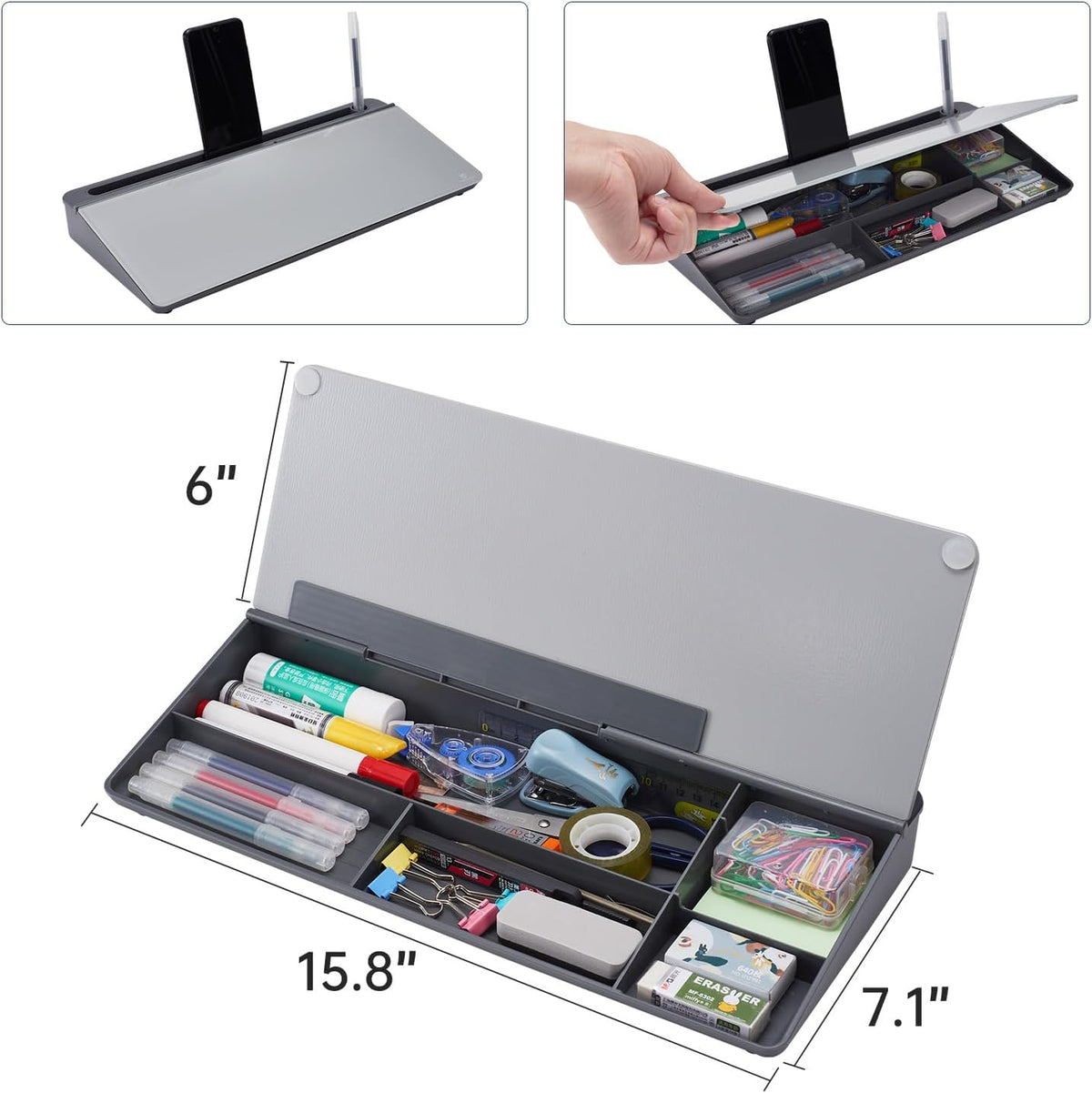 TSJ OFFICE Desktop Whiteboard Dry-Erase-Board - Computer Keyboard Stand White...