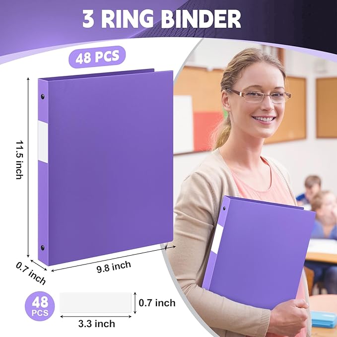 Henoyso 48 Pcs 3 Ring Binder 0.5 Inch Round Fits Letter Size 8.5'' x 11'' Paper - Image 2