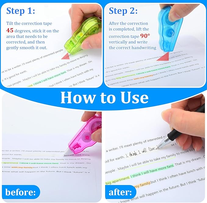 Chivao 120 Pack Mini Correction Tape Bulk Ink Corrector Eraser Tape Set 13.12 - Image 4
