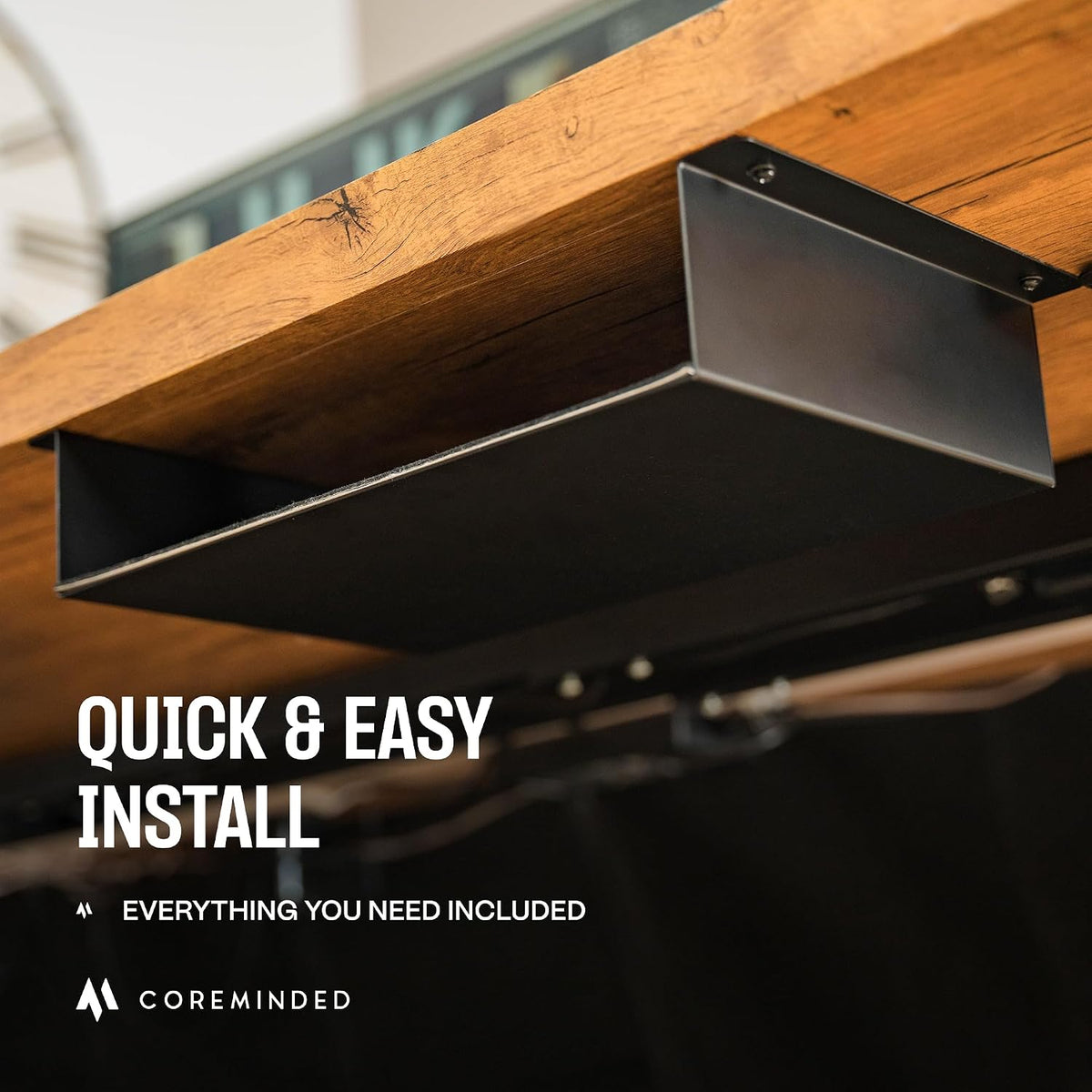 COREMINDED Under Desk Storage Shelf - Carbon Steel Under Desk Tray with Cable...