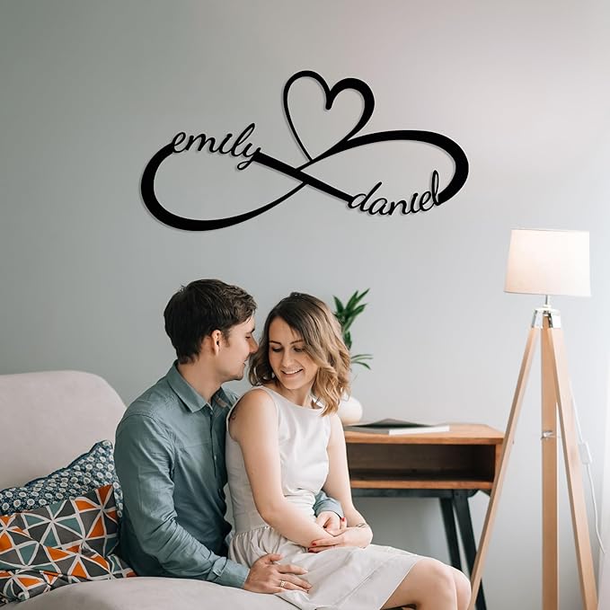 Personalized Valentines Day Metal Wall Sign, Custom Infinity Heart Love Couple - Image 3