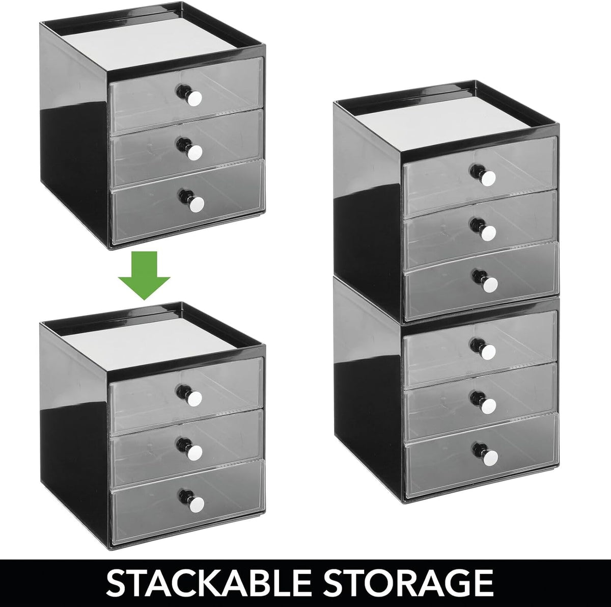 mDesign Makeup Organizer Storage Station Cube with 3 Drawers for Bathroom Van...