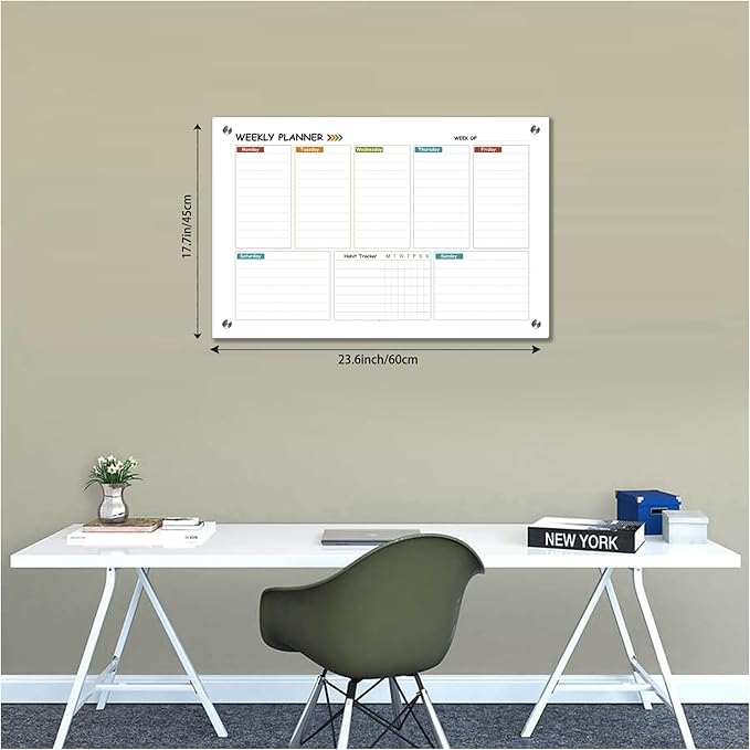 Glass Colorful Weekly Dry Erase Board - Image 2