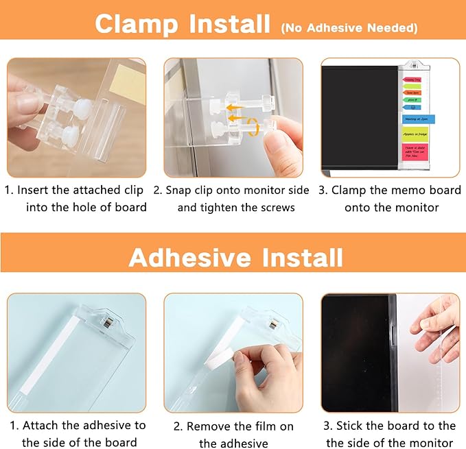 Monitor Memo Boards for Computer, Upgrade Transparent 3 PCS Multifunction - Image 5