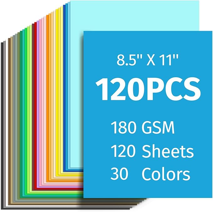 INFOOD 120 Sheets 8.5" X 11" Colored Cardstock Bulk, 30 Assorted Colors by INFOODOutdoorHomeKitchen