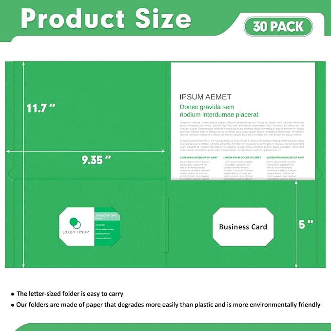 Two Pocket Folders, PANDRI 30 Pack 2 Pocket Folders, Letter Size Paper File - Image 2