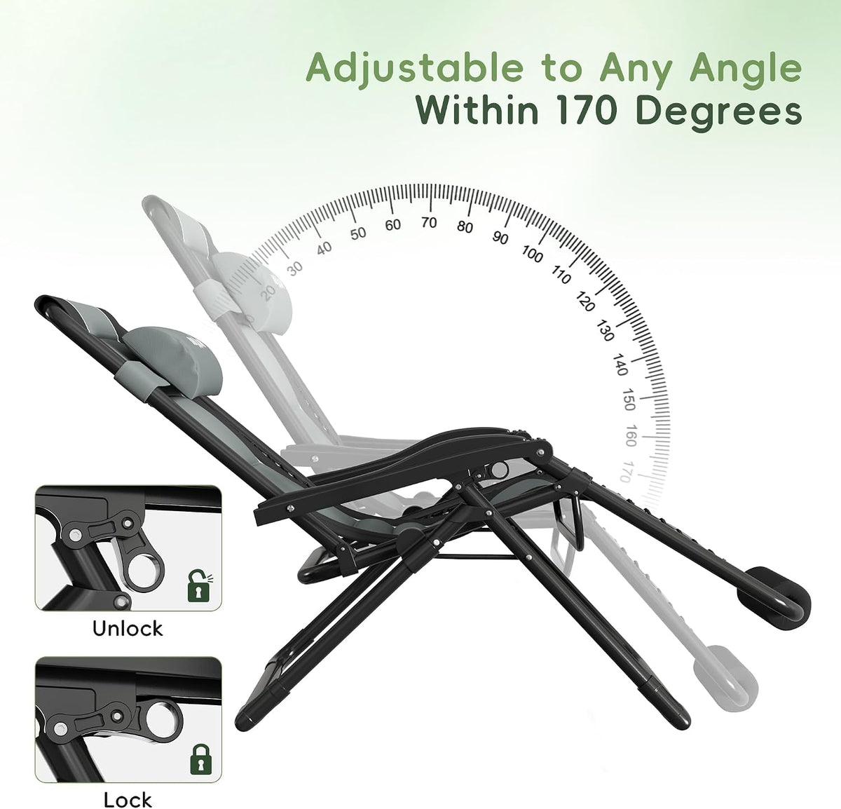 Amopatio XXL Padded Zero Gravity Chairs Foldable Zero Gravity Lounge Chair Ou...