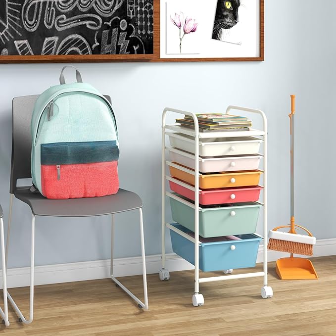 Giantex 6 Storage Drawer Cart Rolling Organizer Cart - Image 9