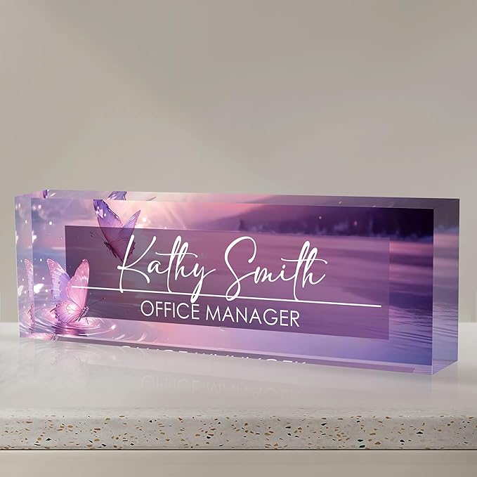 Personalized Name Plate for Desk, Custom Desk Name Plate, Acrylic Name Plate by EOBIBIFUN