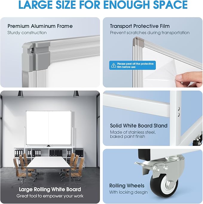 MaxGear Rolling Whiteboard on Wheels - Image 3