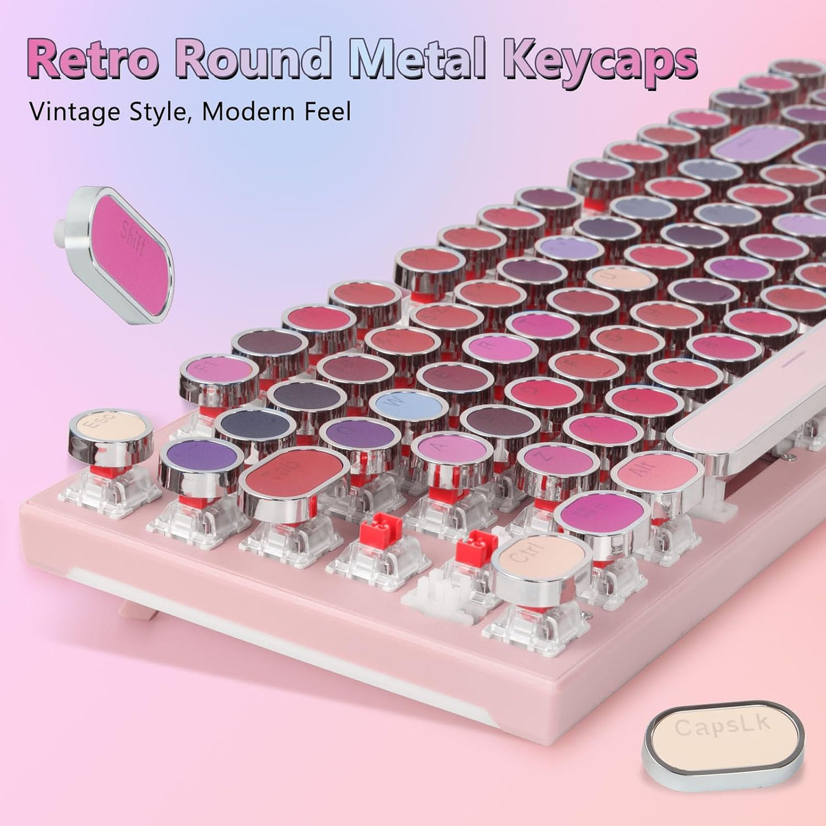 HUO JI Mechanical Gaming Keyboard Typewriter Style with Purple LED Backlit