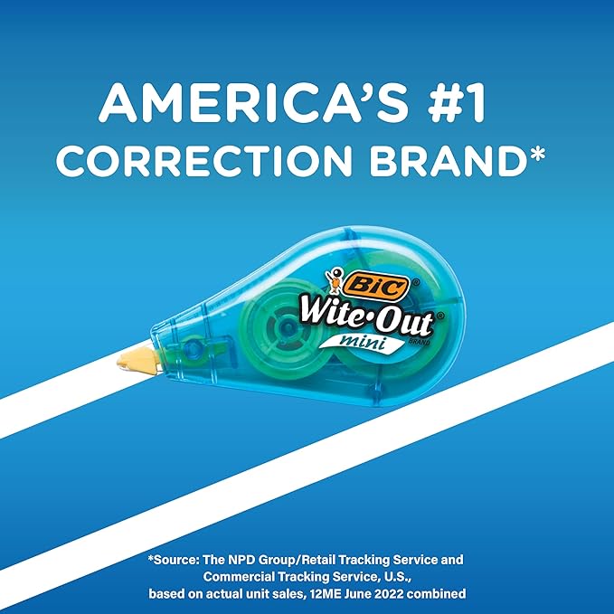 BIC Wite-Out Brand Mini Correction Tape, 16.4 Feet, 12-Count Pack of White - Image 6