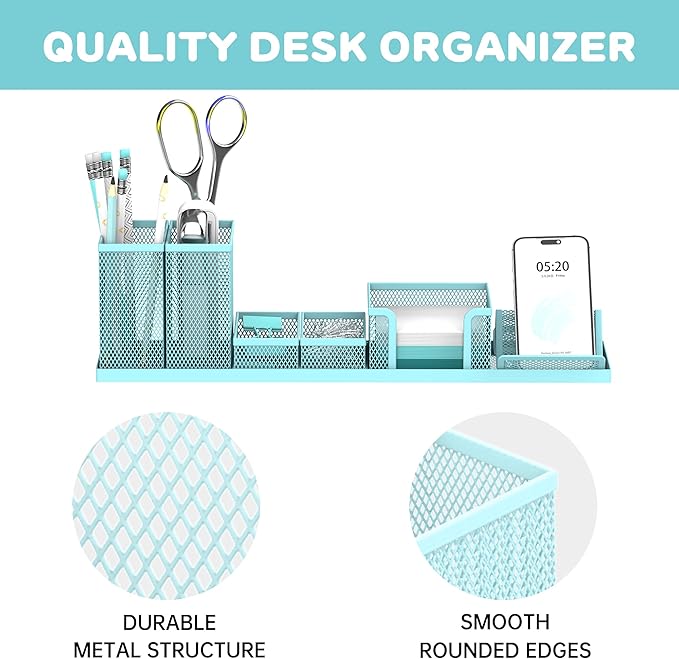 SUPEASY Pen Holder for Desk, 6 Piece Mesh Desk Organizer set for Office - Image 4