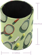 Leather Pen Holder for Desk Tennis Balls Racket Painted Pencil Cup Desktop - Image 3