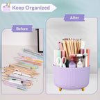 SKYDUE 360 Rotating Purple Pen & Art Supply Organizer - Image 4