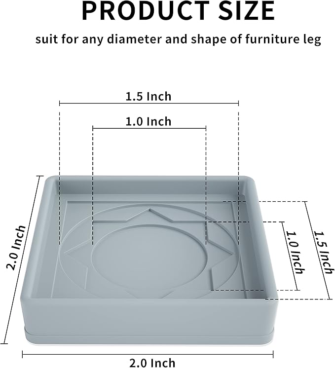 Furniture Coasters 8 Pcs 2”- Furniture Caster Cups Non Slip Furniture Pads - Image 3