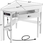 Yaheetech L-Shaped Corner White Desk and White Chair | USB ports, storage drawer and shelf, space-saving corner fit, modern style, sturdy frame, for home office or gaming.