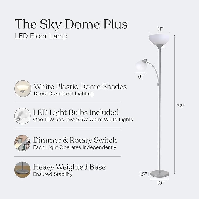 Brightech Sky Dome Plus LED Floor lamp, Torchiere Super Bright Floor Lamp - Image 4