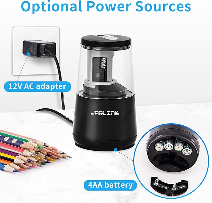 JARLINK Electric Pencil Sharpener, Heavy-Duty Helical Blade to Fast Sharpen - Image 5