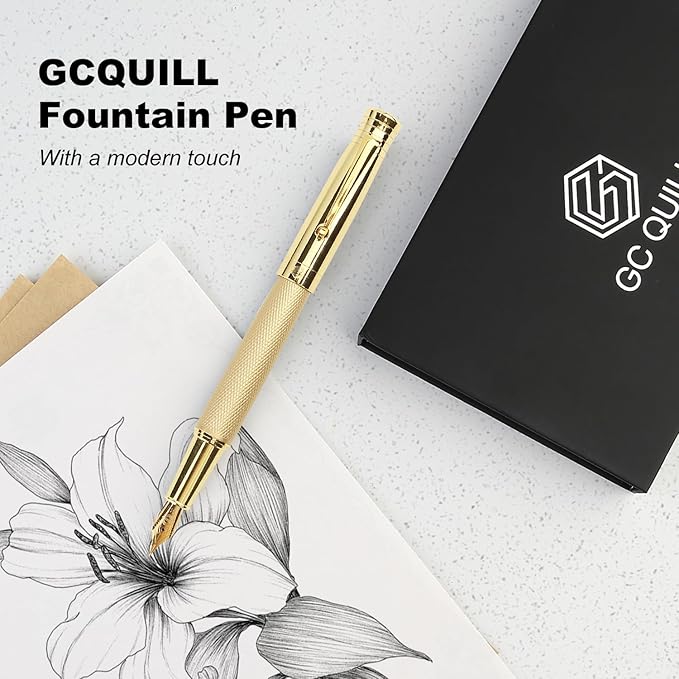 GC QUILL Fancy Fountain Pen Set – Fine and Medium Nibs, 18 Ink Cartridges - Image 2