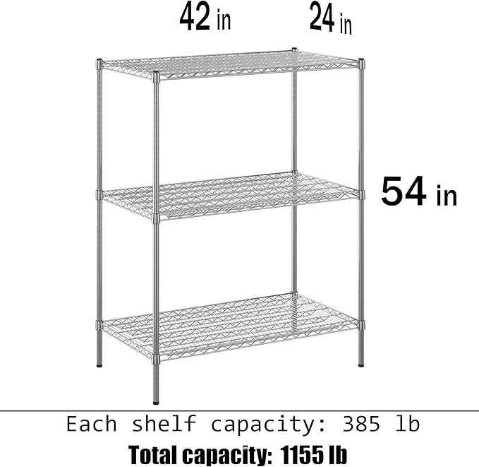 Regal Altair 24" Deep x 42" Wide x 54" Height Wire Shelving Kit | 3-Tier | NSF - Image 3