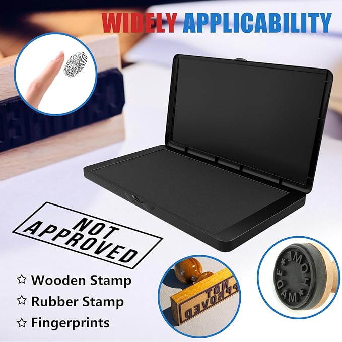 Large Stamp Pad, 6.1 x 3.4 Inch Black Ink Pad Premium Quality Felt Pad Rubber - Image 6