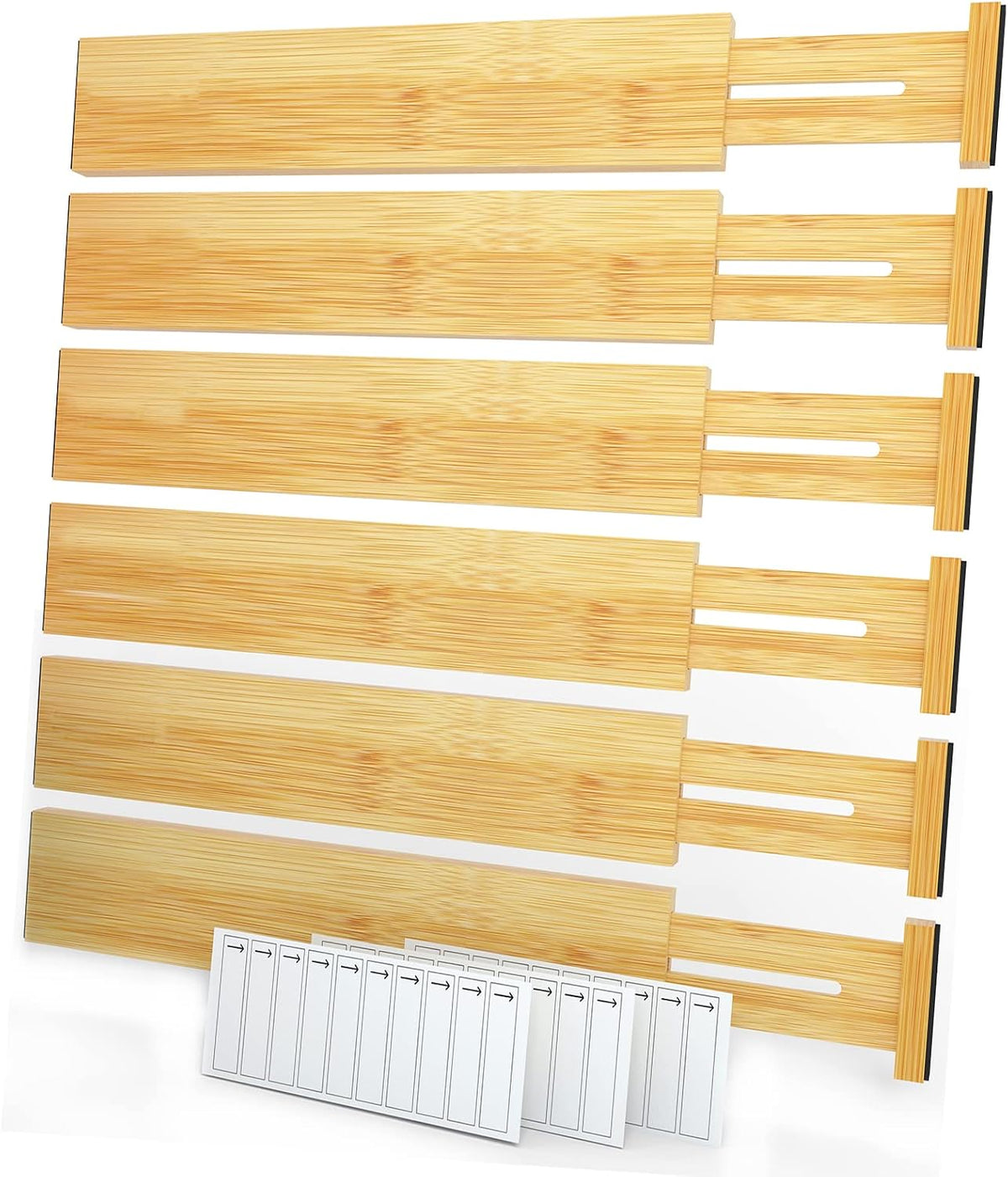 SpaceAid Bamboo Drawer Dividers (Need 2.35" Deep Drawer) Kitchen Adjusta...