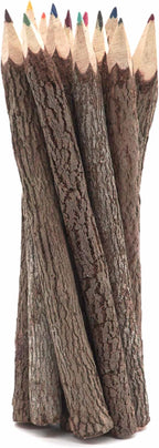 BSIRI Bark 7 Inch Colors Pencils Set Assorted-Stick Twig of Wood Pencils by HB3FbyBSIRI