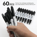 cloudriver Fine Tip Dry Erase Markers Black, 60 Pack Black Whiteboard Markers - Image 2