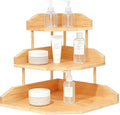 HYNAWIN Bamboo Corner Desk Organizer Shelf, 3-Tier Triangle Storage Rack by HYNAWIN