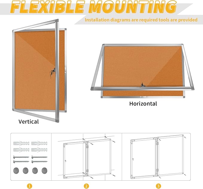 Outdoor Enclosed Bulletin Board, Weatherproof Cork Noticeboard - Image 4