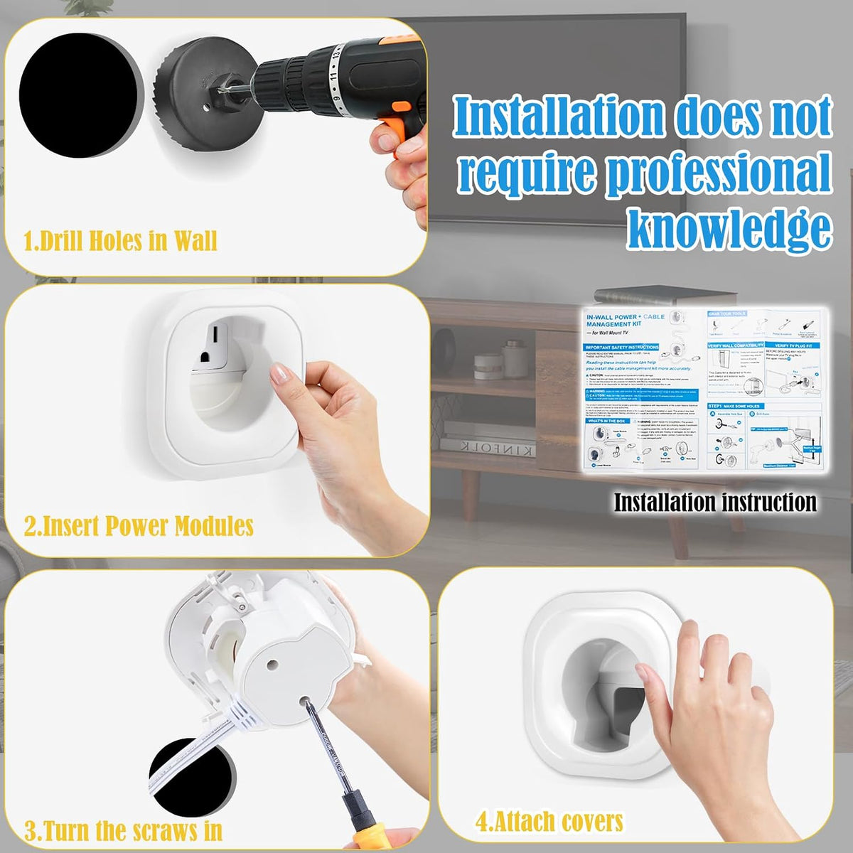 in Wall Cable Management Kit for Wall Mounted TV, Professional TV Cord Hider ...