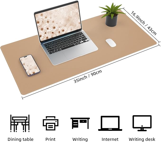 AFIING Leather Desk pad Protector, Large Desk mat - Image 2