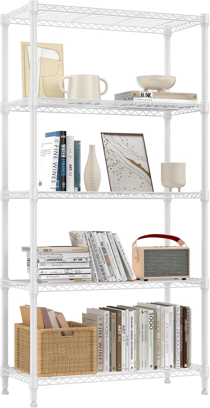 M MZG 1250 lbs 5 Tier Shelf Metal Storage Shelves Wire Rack Closet Organizers by MEIGAOPLASTICANDMETALHKCOLIMITED
