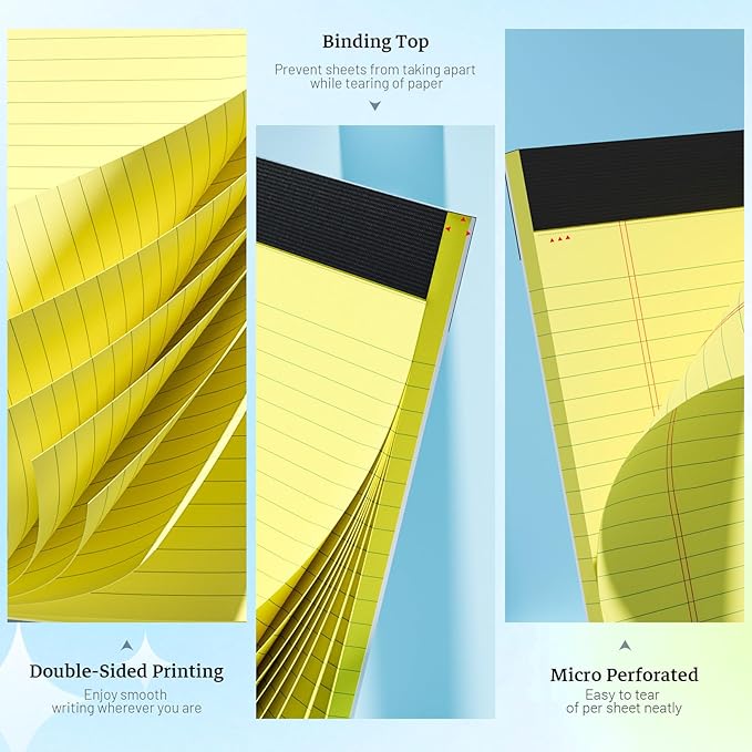Yellow Legal Pad, 8.5 x 11 College Ruled Notepad, 12 Pack Legal Notepads 8.5 x - Image 3