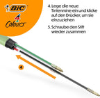 BIC 4 Colours Mineral Ballpoint Pen Medium Tip (1.00mm) - Assorted Barrel Colours Pack of 5