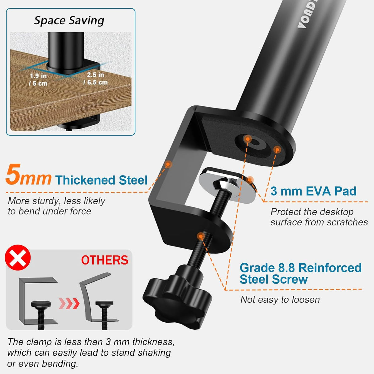 Vondynote Studio Monitor Stands Desk Clamp Speaker Stands Against The Wall