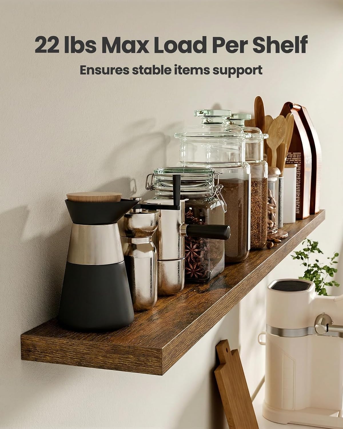 Amada 23.6" Floating Shelves for Wall Decor & Storage, Set of 3, Brown