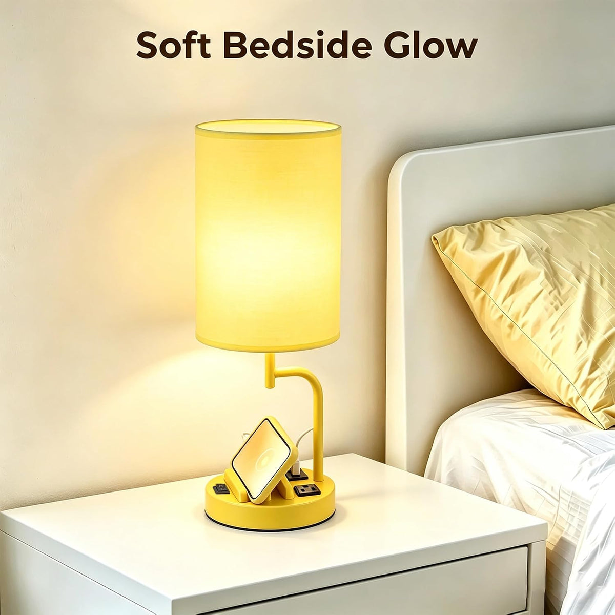 Dreamholder 2 Pack Table Lamp, Bedside Lamp with 3 USB Charging Ports & A...