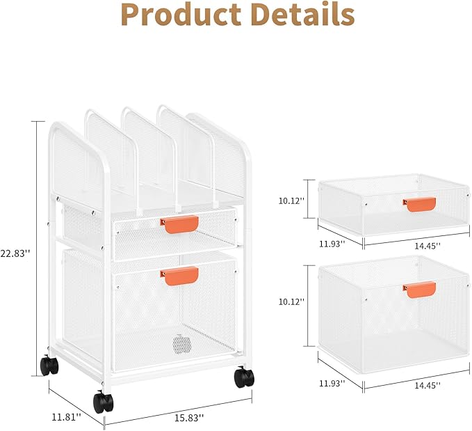 Marbrasse Rolling File Cart - Image 2