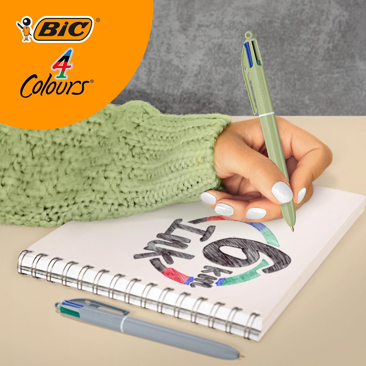 BIC 4 Colours Mineral Ballpoint Pen Medium Tip (1.00mm) - Assorted Barrel Colours Pack of 5