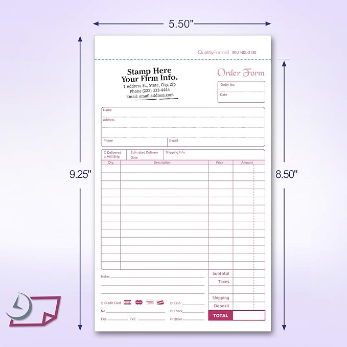 NextDayLabels - NCR Carbonless Order Forms, Bound Wraparound Cover, 50 Sets per - Image 5