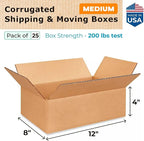 Medium Moving & Shipping Boxes 12"L x 8"W x 4"H - Image 2