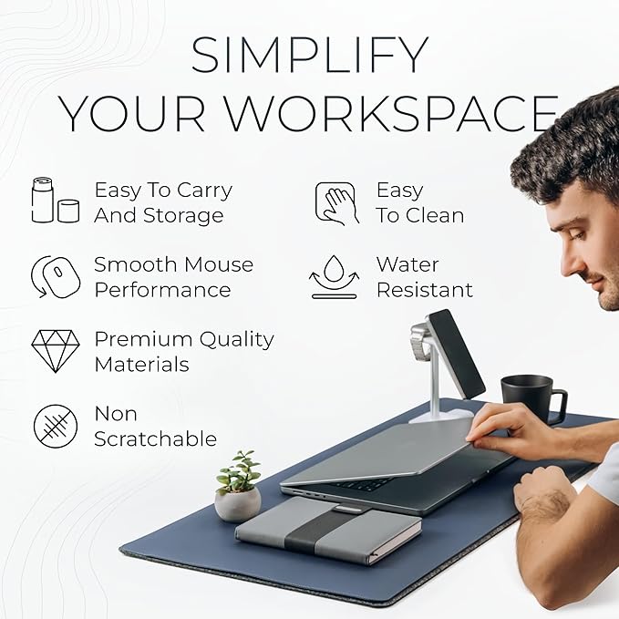 Nordik Felt and Leather Desk Mat Non-Slip - Image 6