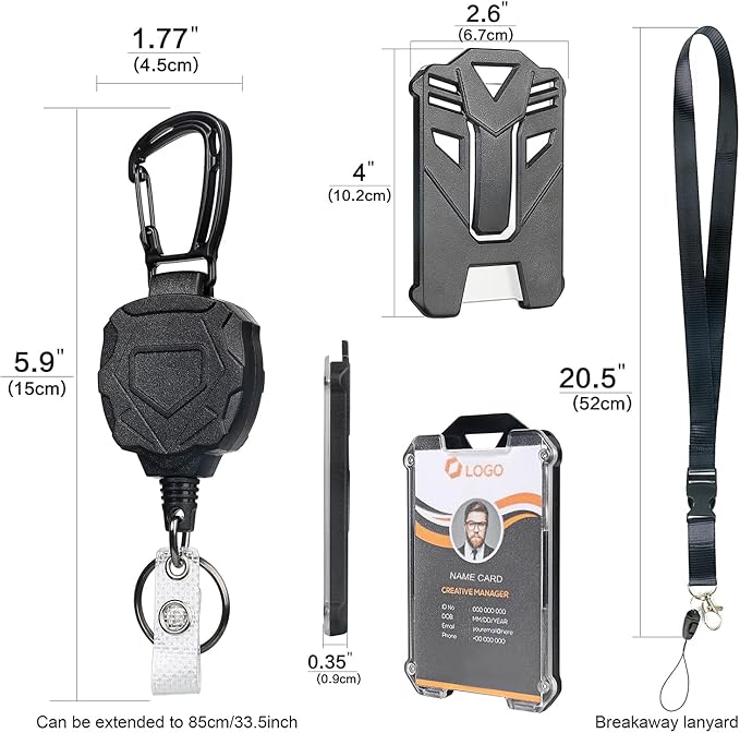 AIDSOTOU Heavy Duty Retractable Keychain Carabiner Badge Reel ID Badge Holder - Image 3