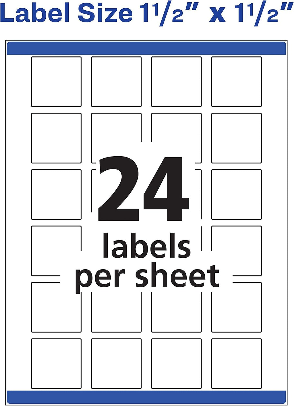 Avery® Printable Blank Square Labels, 1.5" x 1.5", Matte White, 600 Customizable Labels (22805)