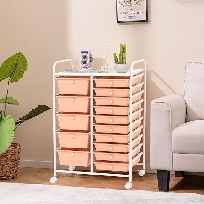 GLACER 15 Drawers Rolling Cart, Storage Cart - Image 2